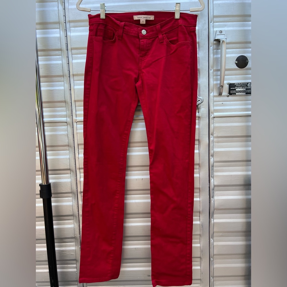Classic red skinny jeans